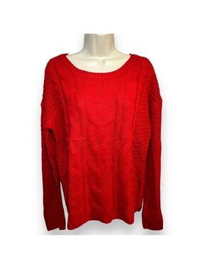So Juniors’ Cable-Knit Sweater Garden Poppy Size Large
